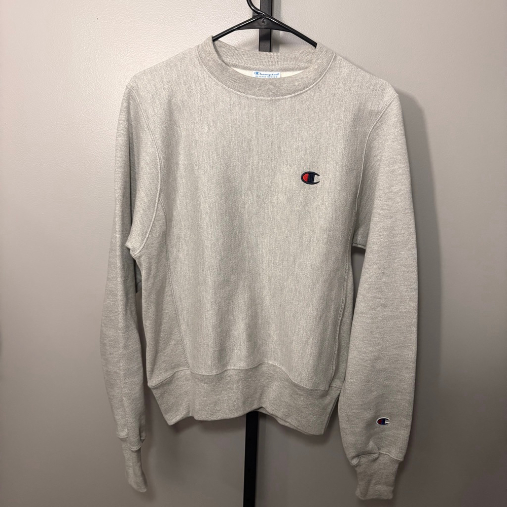 Champion Gray Reverse Weave Sweatshirt XS‎ with Black Logo